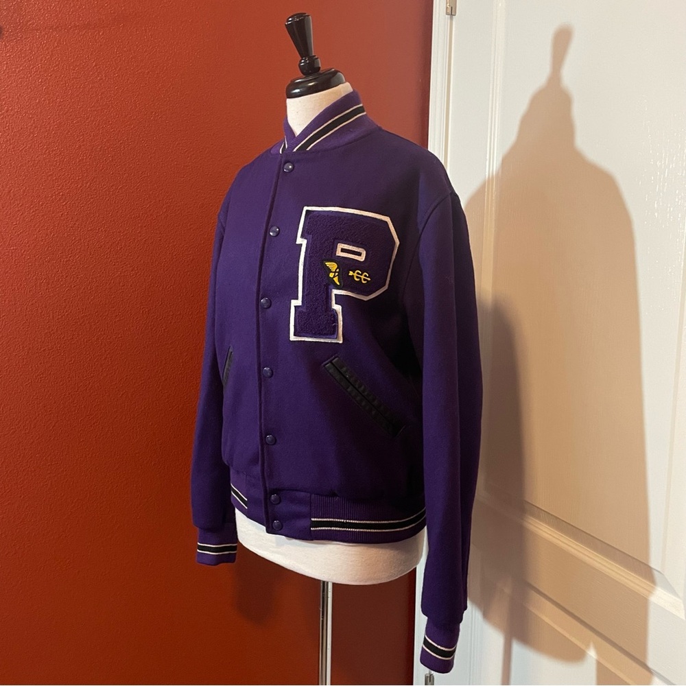 Dehen 1920 Men’s Vintage Rare Varsity Letterman Wool Eggplant Purple Jacket Coat
